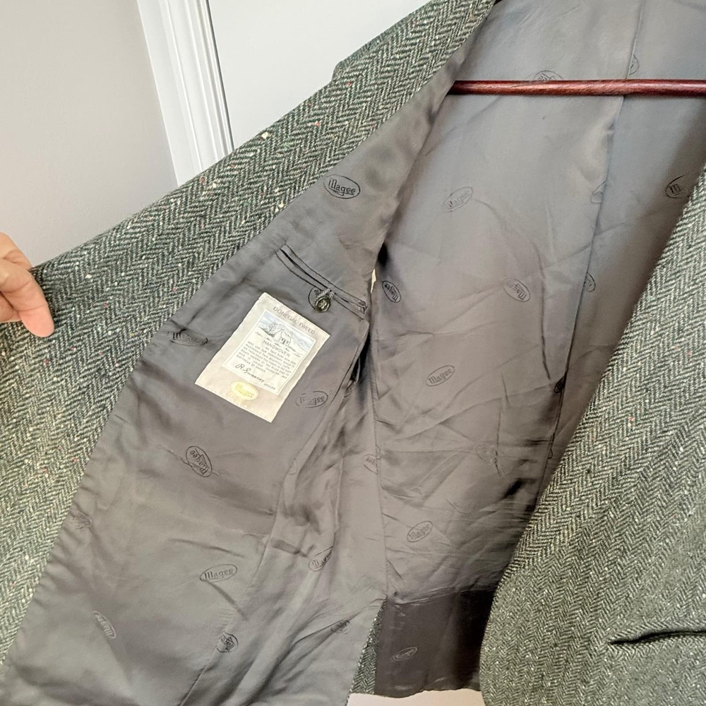 Vintage Magee Donegal Tweed Sport Coat 40R Handwoven Ireland Double Vent 1970's - Picture 11 of 14